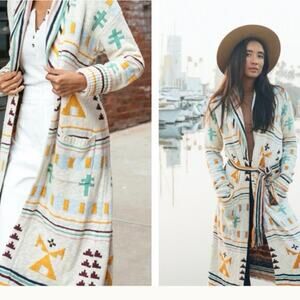 FAHERTY  B. Yellowtail Paloma Duster Cardigan Southwestern Yellowstone River